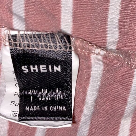 SHEIN pink and white striped crop top size large - Picture 4 of 5